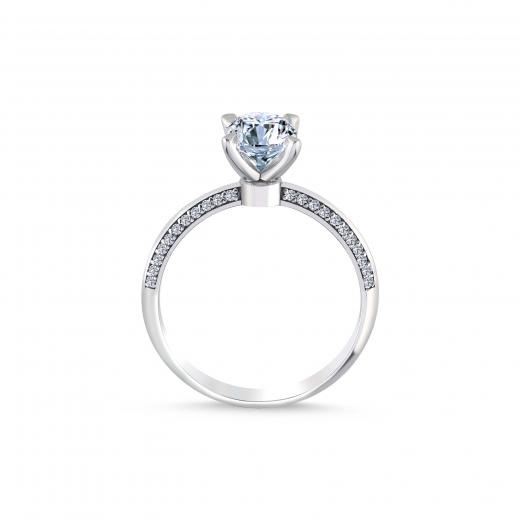 1.16 ct Oval Pırlanta Yan Taşlı Zarif Tektaş Yüzük | F Renk | HRD hover